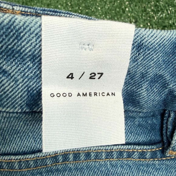Good American Good Girlfriend Jeans Blue Wash Raw Hem‎ Size 4 27 - Picture 5 of 7